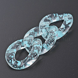 Transparent Acrylic Linking Rings, Quick Link Connectors, for Curb Chains Making, Twist Oval, Sky Blue, 39x29x7.5mm, Inner Diameter: 12x22mm