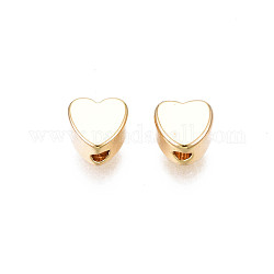 Perline in ottone, cuore, vero placcato oro 18k, 4x4x2.5mm, Foro: 1 mm