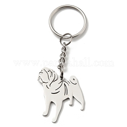 304 Stainless Steel Keychain, Dog, Stainless Steel Color, 8.5cm