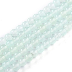 Natürliche weiße Jade Perlen, Runde, gefärbt, blassem Türkis, 8 mm, Bohrung: 1 mm, ca. 49 Stk. / Strang, 15.16 Zoll (38.5 cm)