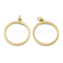 304 Stainless Steel Pendants, Laser Cut, with Jump Ring, Golden, Ring, 17x15x1mm, Hole: 2mm