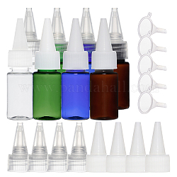 Plastic Glue Bottles Sets, with Transparent Plastic Funnel Hopper, Mixed Color, 7.9cm, Capacity: 10ml, 16pcs/set