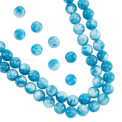 NBEADS About 90 Pcs Natural Blue Quartz Beads, 8mm Lake Blue Quartz Crystal Bead Semi Precious Stone Beads Imitation Amazonite Gemstone Loose Beads for DIY Bracelet Necklaces Jewelry Making