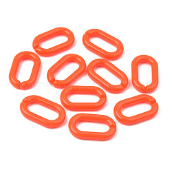 Opake Acryl Verknüpfung Ringe, Quick-Link-Anschlüsse, für die Herstellung von Schmuckkabeln, Oval, orange rot, 27x16x4 mm, Innendurchmesser: 19x8 mm, ca. 490 Stk. / 500 g
