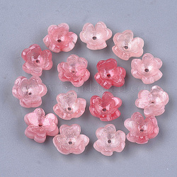 Tappi di perline di acetato di cellulosa (resina), 3 -petal, fiore, roso, 10.5~11x11.5~12x5mm, Foro: 1.2~1.4 mm