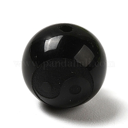 Cuentas redondas de obsidiana natural, yin-yang, 8.5x8mm, agujero: 1 mm
