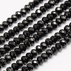 Natural Black Quartz Rondelle Bead Strands, Faceted, 5x4mm, Hole: 1mm, about 100pcs/strand, 15.7inch