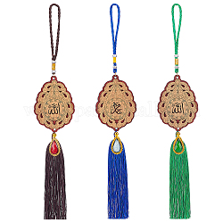 Chgcraft 3 pz 3 colori nappe in poliestere decorazioni pendenti, con maglie in legno e pendenti in lega di resina, lacrima, colore misto, 372~390mm, 1pc / color