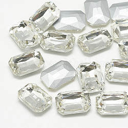 Cabujones de cristal con rhinestone, facetados, octágono rectángulo, cristal, 8x6x3mm
