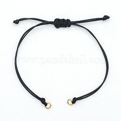 Cordon ciré tressé pour la fabrication de bracelet bricolage, avec 304 boucle en acier inoxydable, or, longueur unique: environ 13~14 cm