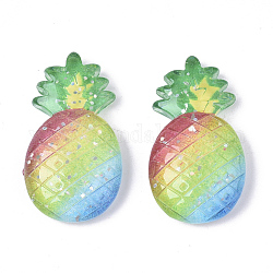 Resin Cabochons, with Glitter Powder, Pineapple, Colorful, 24x13.5x5mm