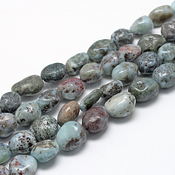 Chapelets de perles en larimar naturel, Grade b, ovale, 8~15x7~12x4~12mm, Trou: 1mm, Environ 30~45 pcs/chapelet, 15.7 pouce