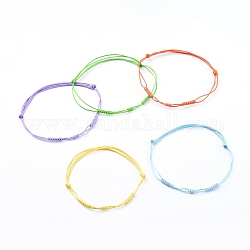Bracelets réglables en corde de polyester ciré coréen, couleur mixte, 2 pouce ~ 3-1/2 pouces (5~8.8 cm), 5 pièces / kit