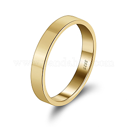 925 Sterling Silver Plain Band Rings, with S925 Stamp, Real 14K Gold Plated, Wide: 3mm, US Size 7(17.3mm)