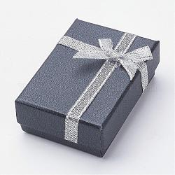 Boîtes de collier en carton, avec bowknot de ruban et une éponge à l'intérieur, rectangle, noir, 7x5x2.5 cm