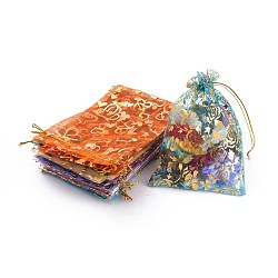 Organza Bags, Rectangle, Mixed Color, 18x13cm