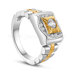 Shegrace 925 anillo de dedo de plata esterlina, con cadena de reloj y cuadrado real chapado en oro de 18k con microaviones aaa circonitas cúbicas, platino y oro, 18mm