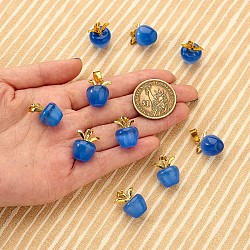 10 pièces pomme gemme pendentif à breloque cristal quartz guérison pendentifs en pierre naturelle opale boucle pour bijoux collier boucle d'oreille fabrication artisanat, bleu, 20.5x14.8mm, Trou: 3mm