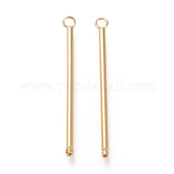 Brass Links Connectors, Long-Lasting Plated, Column, Real 18K Gold Plated, 51x4x2mm, Hole: 0.7mm and 2.5mm