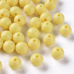 Abalorios acrílicos opacos, redondo, amarillo, 10x9mm, agujero: 2 mm, aproximamente 940 unidades / 500 g