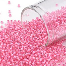 Toho perles de rocaille rondes, Perles de rocaille japonais, (191c) cristal doublé rose, 11/0, 2.2mm, Trou: 0.8mm, environ 1110 pcs/10 g