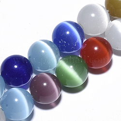 Chapelets de perles d'œil de chat, ronde, couleur mixte, 14mm, Trou: 1.2mm, Environ 27 pcs/chapelet, 14.09 pouce (35.8 cm)