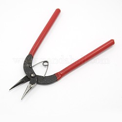 Jewelry Pliers, Iron Concave/Half Round Nose Pliers, with Plastic Handle, Red, 150x150x10mm