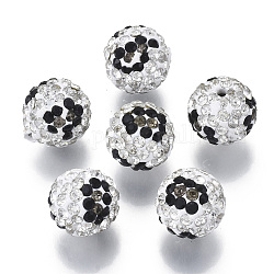 Perles de strass en argile polymère, Perles de boule pavé disco , ronde, cristal, pp13 (1.9~2mm), 6 rangs de strass, 12mm, Trou: 1.5mm