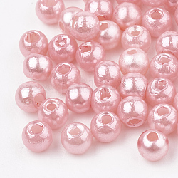 Perline di plastica abs, imitazione perla, tondo, roso, 8x7.5mm, Foro: 1.5 mm