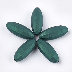 Acrilico perline stile gommata, sfaccettato, ovale, verde, 31x12x12mm, Foro: 2.5 mm