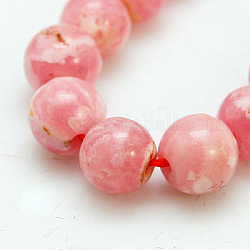 Natural Rhodochrosite Beads Strands, Round, Light Coral, 9~10mm, Hole: 1mm