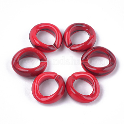Anneaux liant acrylique, connecteurs à liaison rapide, pour la fabrication de chaînes de bijoux, style de pierres fines imitation, anneau, rouge, 19.5x18x8mm, Trou: 11.5x10.5mm