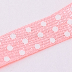 Flache elastische Gummischnur / Band, Gurtzeug Nähzubehör, Tupfenmuster, rosa, 15.5 mm