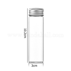 Bottiglie di vetro trasparente contenitori di perline, tubi per la conservazione delle perle con tappo a vite e tappo in alluminio, colonna, argento, 3x10cm, capacità: 50 ml (1.69 fl. oz)