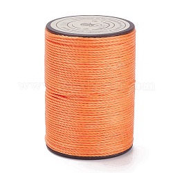 Ficelle ronde en fil de polyester ciré, cordon micro macramé, cordon torsadé, pour la couture de cuir, orange foncé, 0.8mm, environ 54.68 yards (50 m)/rouleau