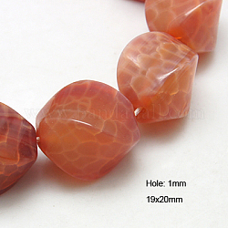 Natural Fire Crackle Agate Beads Strands, Dyed & Heated, Twist, 20x19mm, Hole: 1mm