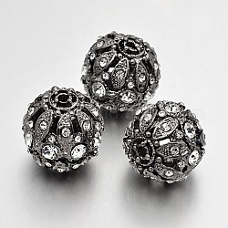 Abalorios de Diamante de imitación de la aleación, redondo, gunmetal, 21mm, agujero: 2.5 mm
