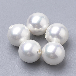 Shell-Perlen, Hälfte gebohrt, Runde, creme-weiß, 8 mm, Halb Loch: 1 mm