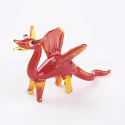 Decoraciones para el hogar, hechos a mano decoraciones de display de cristal murano, dragón, rojo, 35~43x12~17x20~26mm