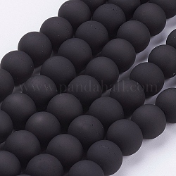 Painted Glass Bead Strands, Rubberized Style, Round, Black, 10mm, Hole: 1.3~1.6mm, 31.4 inch