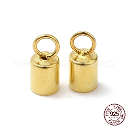 925 Sterlingsilberschnur Enden, Endkappen, Kolumne, golden, 8x4 mm, Bohrung: 1.8 mm, Innendurchmesser: 3.5 mm