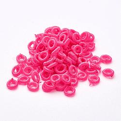 Polyestergewebe beads, Ring, tief rosa, 6x2 mm, Bohrung: 3 mm, ca. 200 Stk. / Beutel