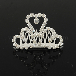 Mode Hochzeit Krone Strass-Haarkämme, Braut Diademe, Kind Diademe, mit Eisen und Messing Basis, Kristall, 40x56 mm