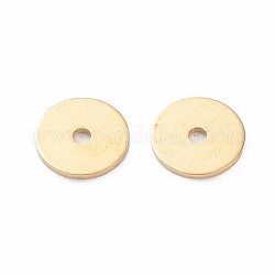 Perles séparateurs en laiton, Plaqué longue durée, disque, véritable 18k plaqué or, 6x0.5mm, Trou: 1mm