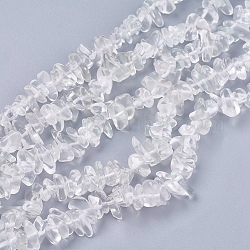 Natural Quartz Crystal & Glass Beads Strands, Chip, Clear, 4~10x4~6x2~4mm, Hole: 1mm, about 210pcs/strand, 35.4 inch