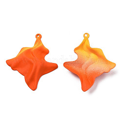 Spray Painted Iron Pendants, Wave, Dark Orange, 45x37x7mm, Hole: 1.6mm