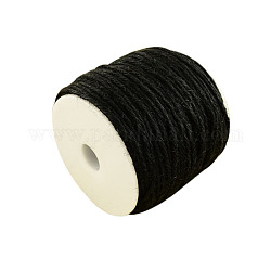 Cordón de yute de color, cuerda de yute, hilo de yute, 3 capa, para la fabricación de la joya, negro, 2mm, alrededor de 109.36 yarda (100 m) / rollo