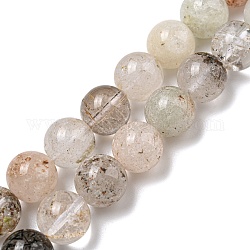 Chapelets de perles en quartz lodolite naturel, ronde, 10mm, Trou: 0.8mm, Environ 37 pcs/chapelet, 15.55'' (39.5 cm)