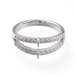 Gambi dell'anello in ottone micro pavé di zirconi, base ad anello, placcato di lunga durata, platino, formato 7, 17mm, Foro: 1 mm