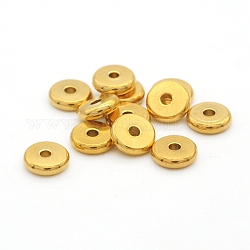 Abalorios de 304 acero inoxidable, disco / plano y redondo, dorado, 6x2mm, agujero: 2 mm